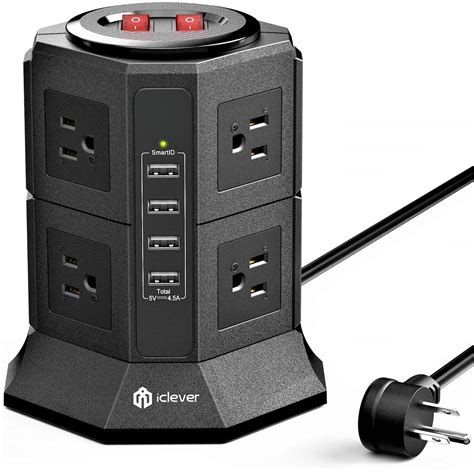 USB Charging Station, 5Port Quick Charger Desktop Charging Stand Organizer 60W With 2 AC
