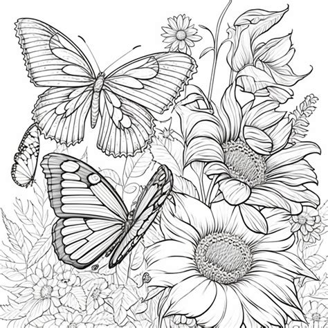 Detailed Coloring Pages For Adults Printable Butterfly And Flower
