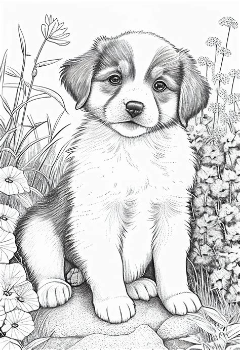 Detailed Puppy Coloring Pages