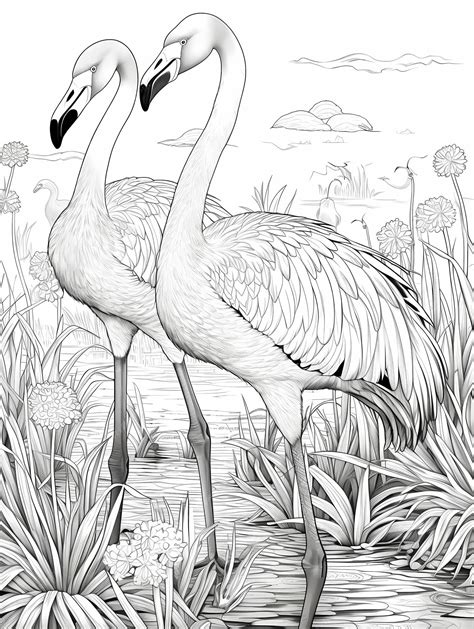 Detailed and Realistic Flamingo Coloring Pictures