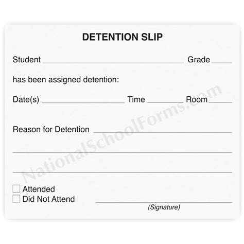 Detention Slip Template