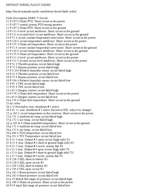Detroit Diesel Dd15 Fault Code List
