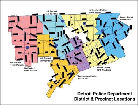 Detroit Police Precincts Map Tourist Map Of English