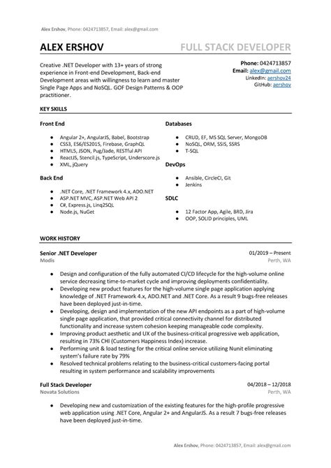 Developer Resume Template Filetype Docx