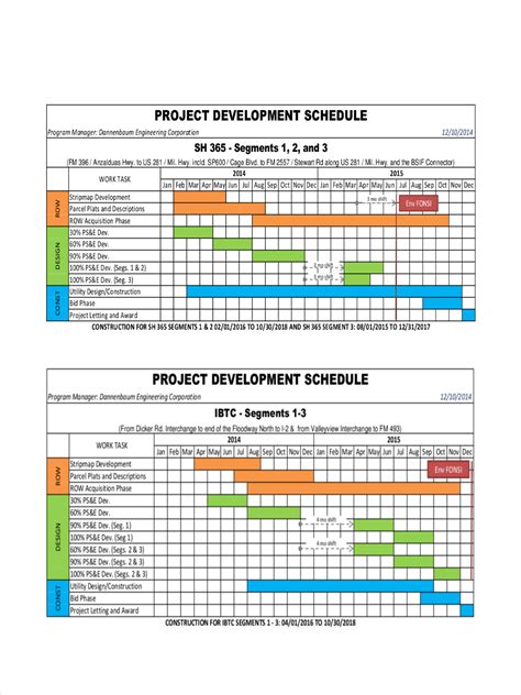 Development Schedule Template