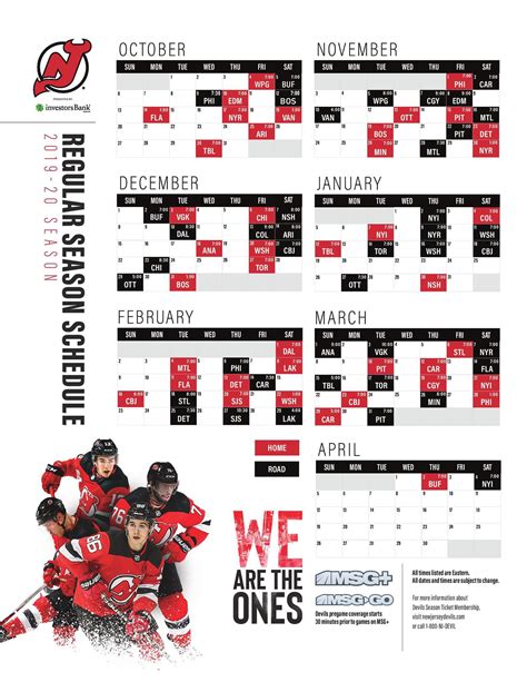 Printable 20222023 New Jersey Devils Schedule