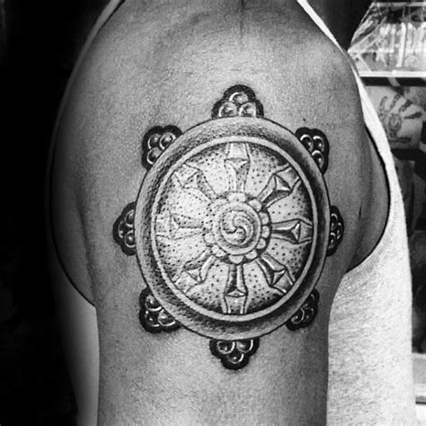 40 Dharma Wheel Tattoo Designs For Men Dharmachakra Ink