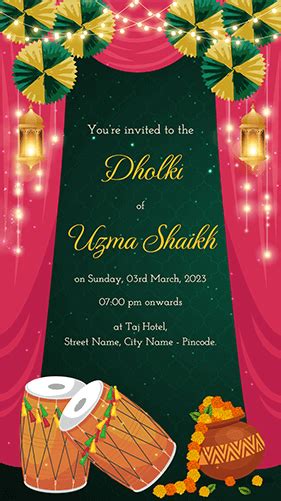 Dholki Invitation Cards Template Free