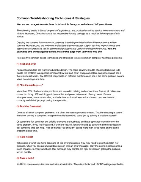 Diagnostic Strategies for Troubleshooting