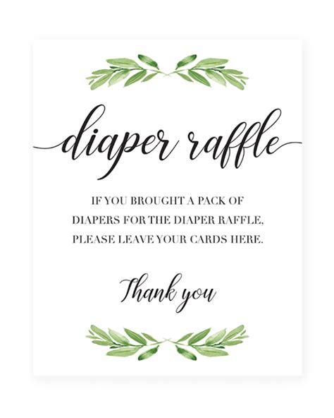 Diaper Raffle Sign Printable Free