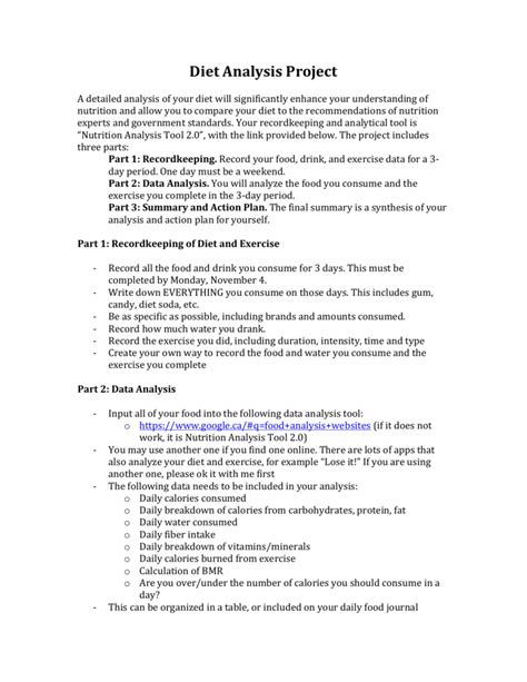 Diet Analysis Project Example