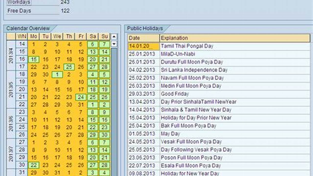 Difference Between Holiday Calendar And Factory Calendar In Sap