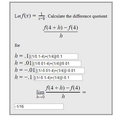 Difference Quotient Calculator