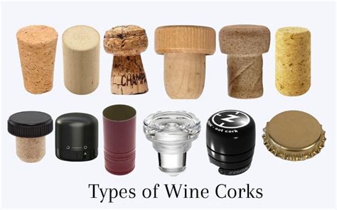Different types of wine corks