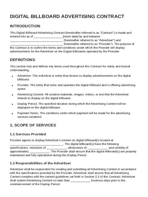 Outdoor Advertising Agreement Template Billboard advertising, Outdoor