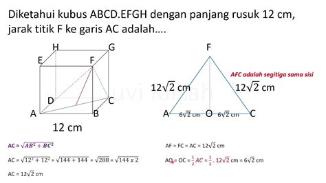 Soal Diketahui kubus ABCD.EFGH dengan panjang rusuk 12" "cm. Titik P, Q