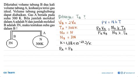 Diketahui Volume Tabung B Dua Kali Volume Tabung A