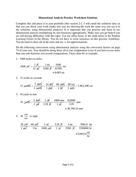 Dimensional Analysis Practice Problems Worksheet Answers - Thekidsworksheet