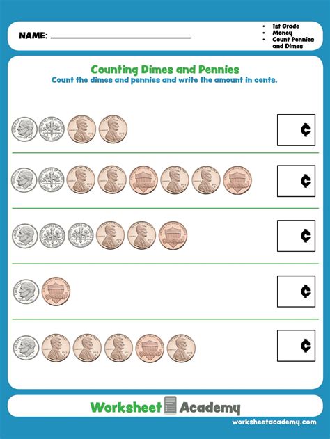 Dimes And Pennies Worksheets