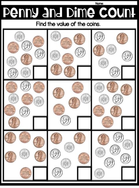 Dimes And Pennies Worksheets