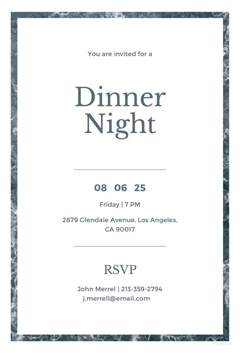 Dinner Invitation Template Free