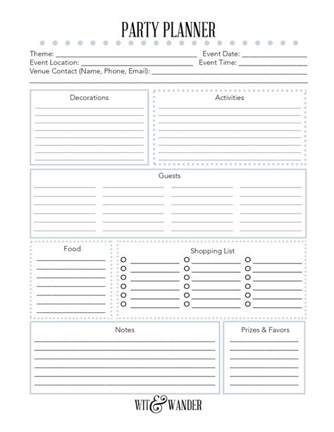 Dinner Party Planner Template / Free Party Planning Printables to Make