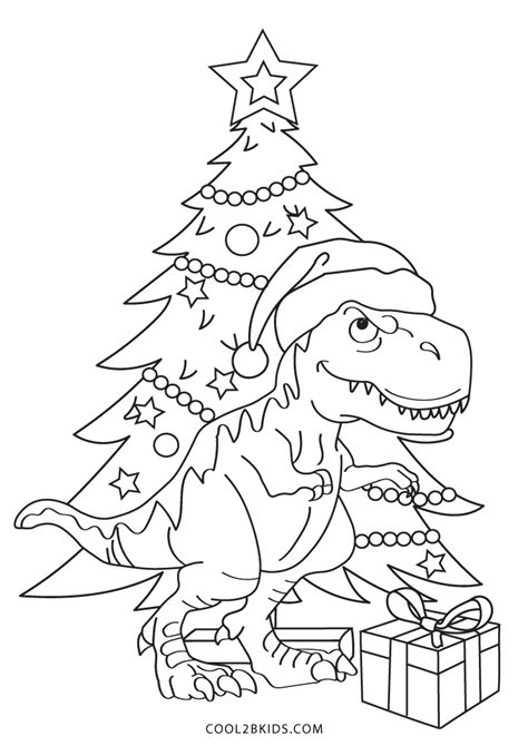 Dinosaur Christmas Coloring Pages Printable
