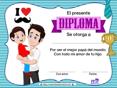 Diploma Dia Del Padre Imprimibles gratis para el día de padre en español | Diploma para papa, Diplomas  dia del padre, Targetas dia del padre