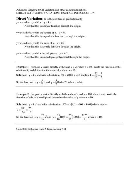 Direct And Inverse Variation Worksheet With Answers — db-excel.com