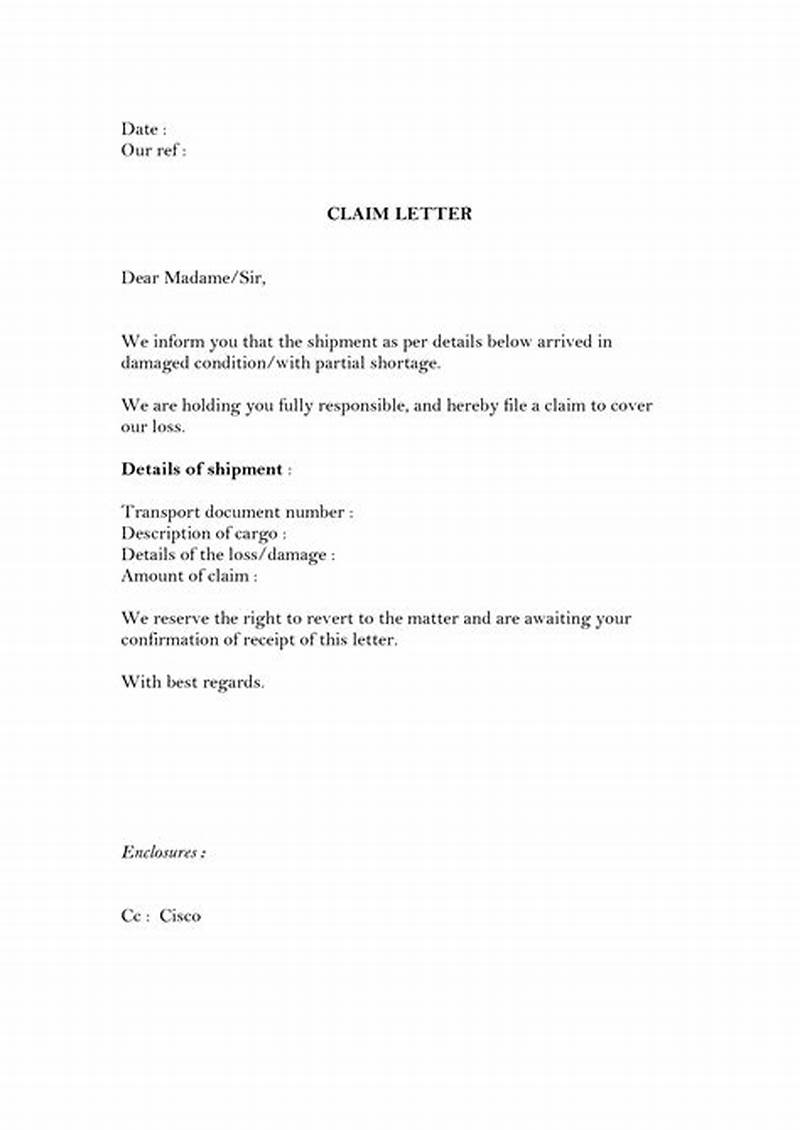 Direct Claim Letter Example