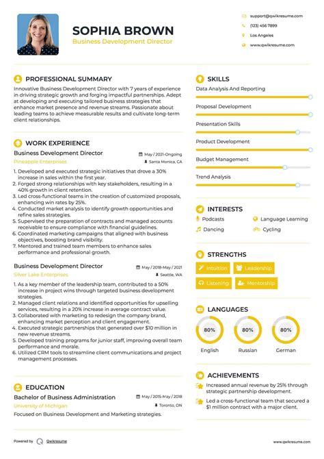 Director Of Business Development Resume