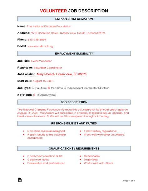Director Of Volunteer Services Job Description