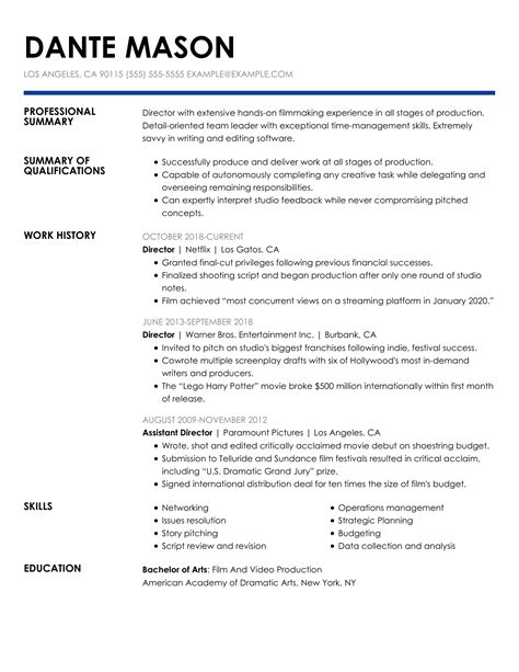 Director Resume Sample