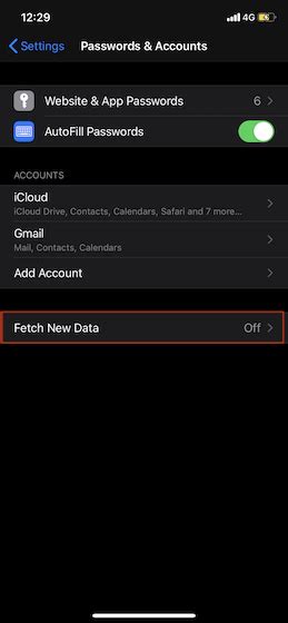 Disable Automatic Data Fetching for Gmail and iCloud Data on iPhone and iPad