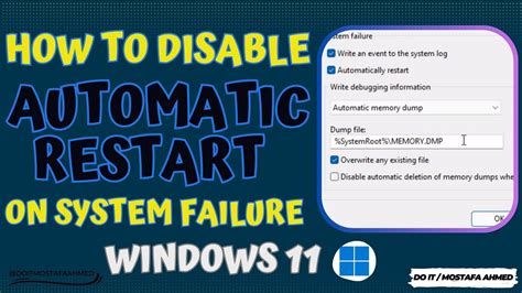Disable Automatic Restart After System Failure