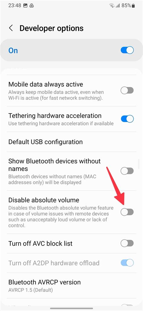 Disable Bluetooth Absolute Volume on Android