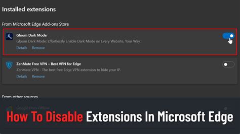 Disable Microsoft Edge Extensions