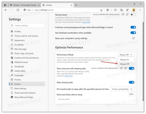 Disable Performance Enhancing Features