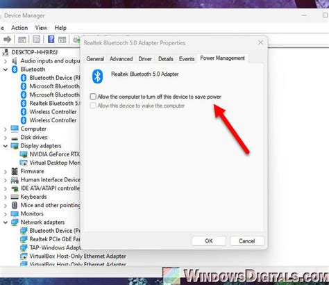 Disable Power Management for Bluetooth Adapter
