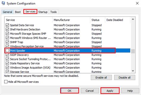 Disable Print Spooler from System Configuration