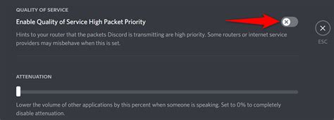 Disable Quality of Service (QoS) High Packet Priority