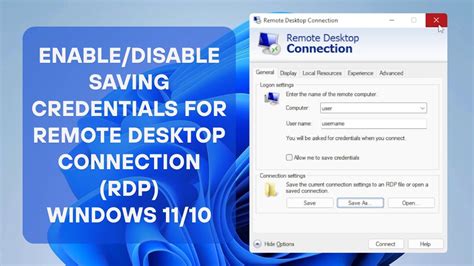 Disable Saving of Remote Desktop Credentials