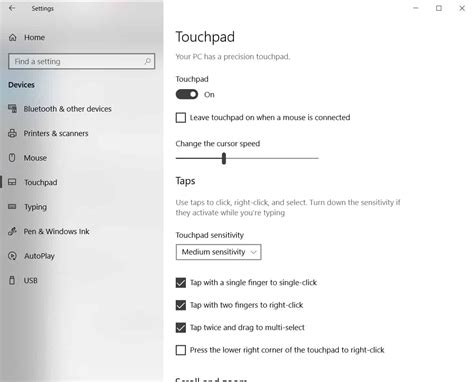 Disable Touchpad in Windows 10 via Settings App