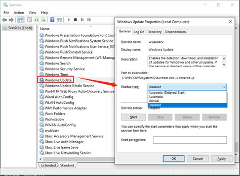 Disable Updates From Services