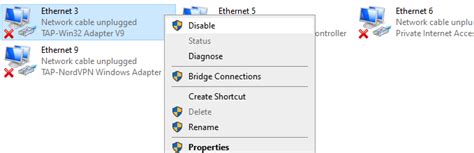 Disable Virtual Ethernet Devices