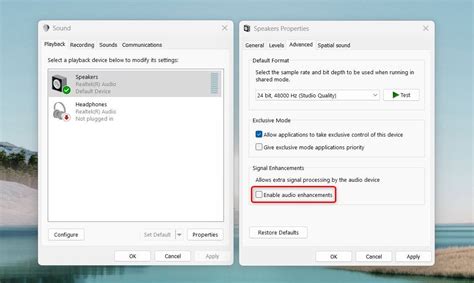 Disable Windows Audio Enhancements
