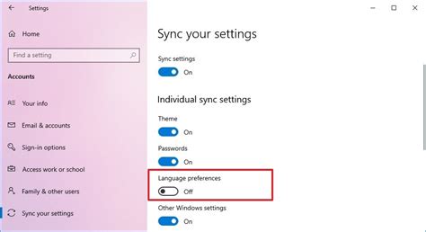 Disable language sync