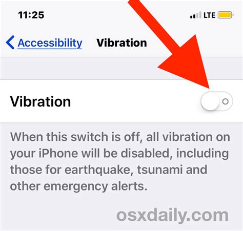 Disable vibration alert on iPhone