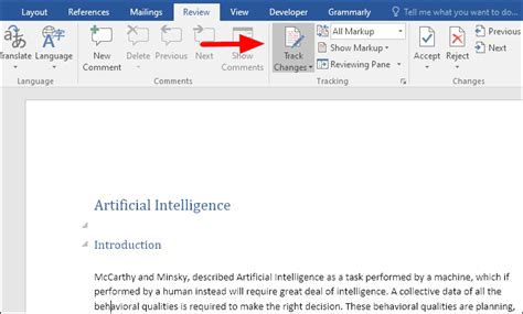 Disabling Track Changes In Microsoft Word