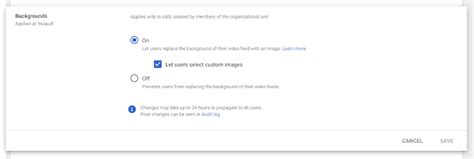 Disabling custom and preset backgrounds
